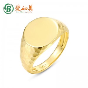 Custom jewelry gold vermeil men and women engravable 925 sterling silver signet ring