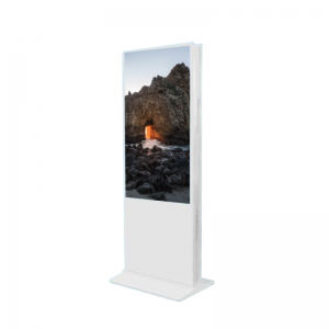 ကြမ်းပြင်တွင်ရပ်နေသော dualcd-screen display kiosk