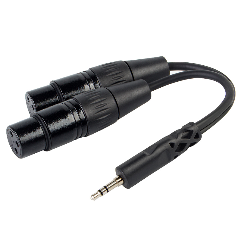 Y-Splitter Cable 3.5 TRS kupita ku XLR yapawiri ya akazi YC007 ya audio (2)