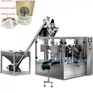 Màquina de segellat d'ompliment de bosses prefabricades, màquina d'ompliment i segellat Doypack per a 1 kg de farina en pols