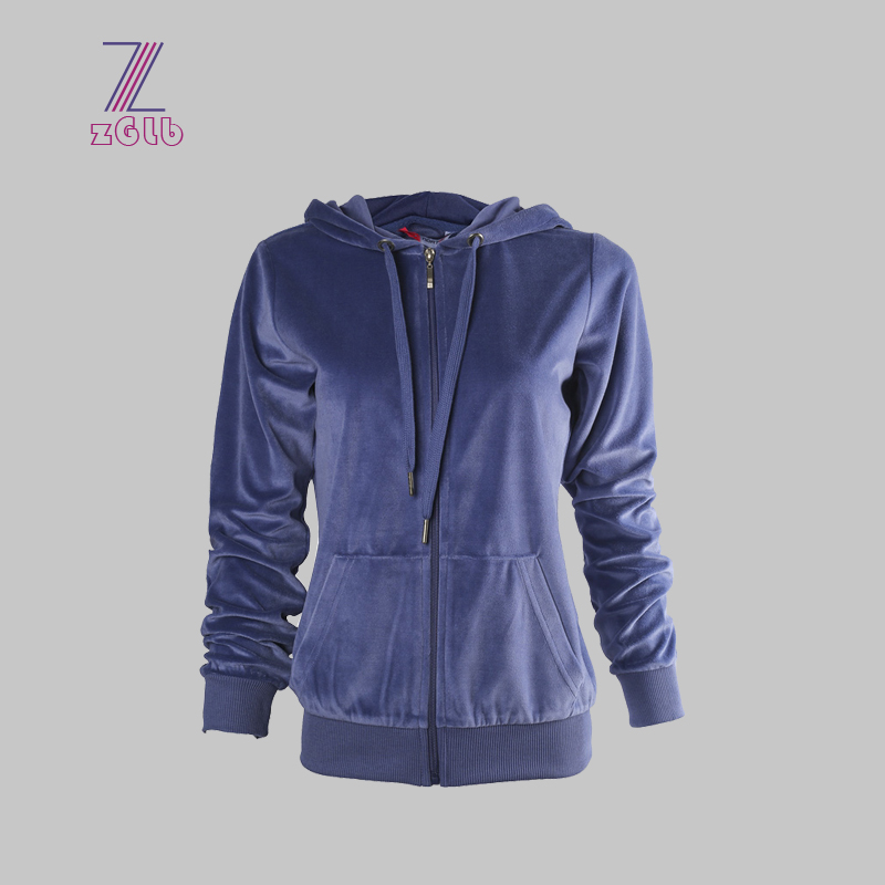 Women’s  Velour Long Sleeve Sweatsuit Zip Up Hoodie VH003 Featured Image