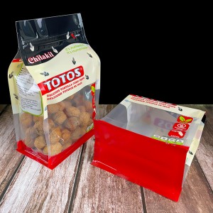 Personalitza Imprimeix Bossa amb cremallera de fons pla Bossa de patates fregides amb bosses d'embalatge de plàstic transparent amb cremallera