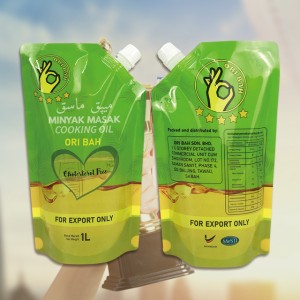 Persunalizate Printing Food Grade Mylar Liquid Oil Stand Up Paquet di sacchetti di plastica riutilizzabili cù beccu