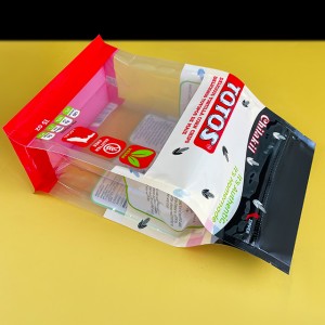 Tilpas Print Fladbundet lynlåspose kartoffelchipspose med lynlås gennemsigtige plastikemballageposer
