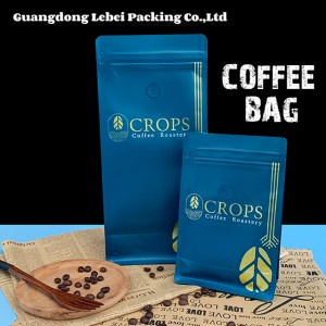 Ipasibo ang Print Coffee Flat Bottom Pouch Uban sa Usa ka Side Zipper Aluminum Foil Coffee Tea Packaging Bag