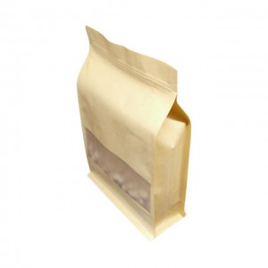 Σακουλάκι με επίπεδη βάση από χαρτί Kraft με συσκευασία σνακ τροφίμων με φερμουάρ