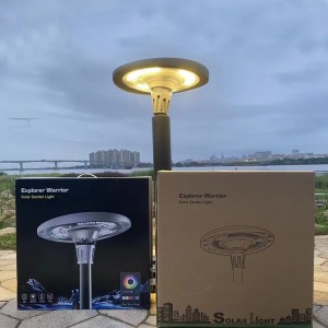 Luz de xardín impermeable led rgb UFO para exteriores con enerxía solar