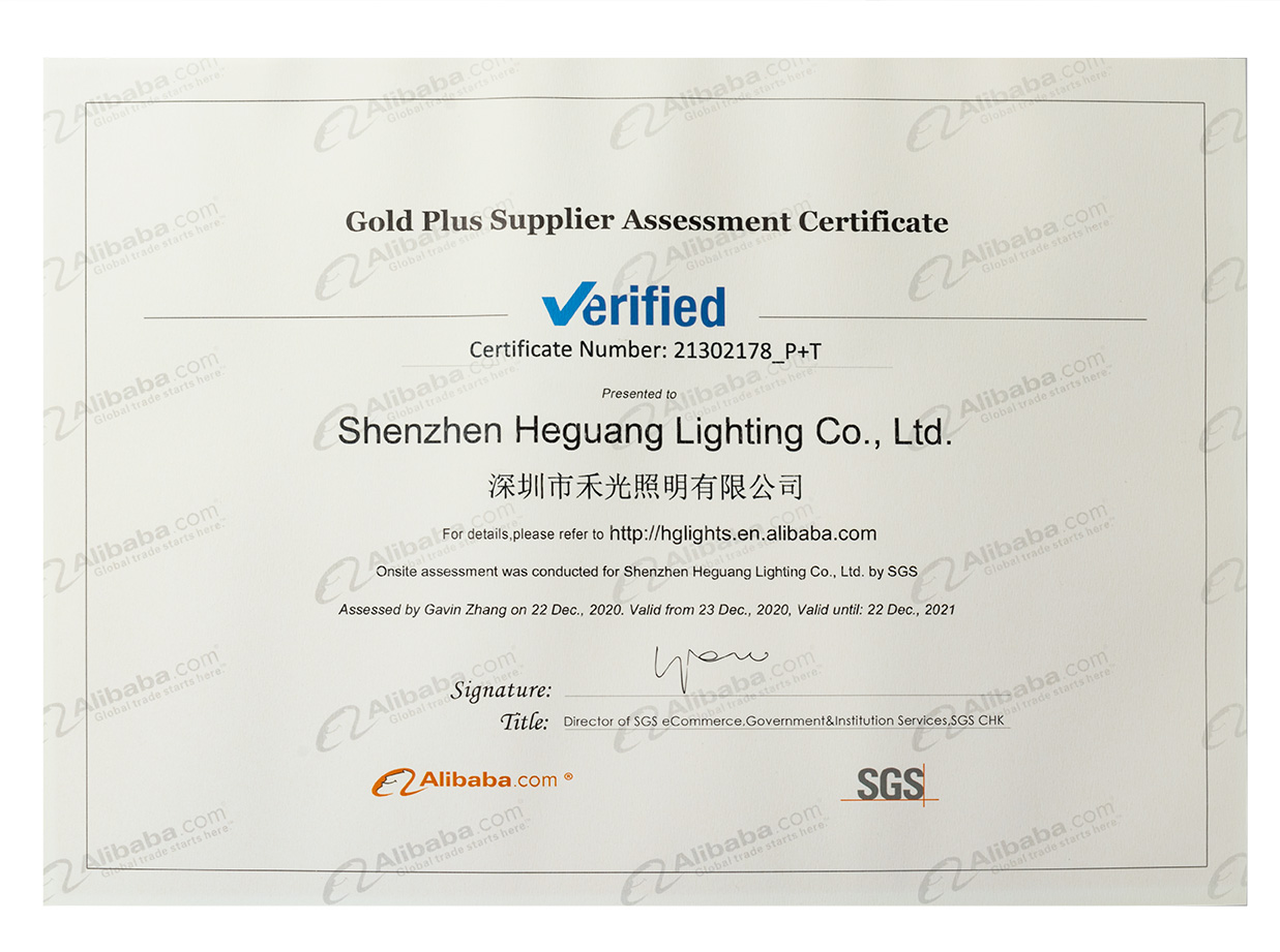 Heguang Got Gold Plus Supplier Assessment Certification-travay ansanm ak Alibaba!