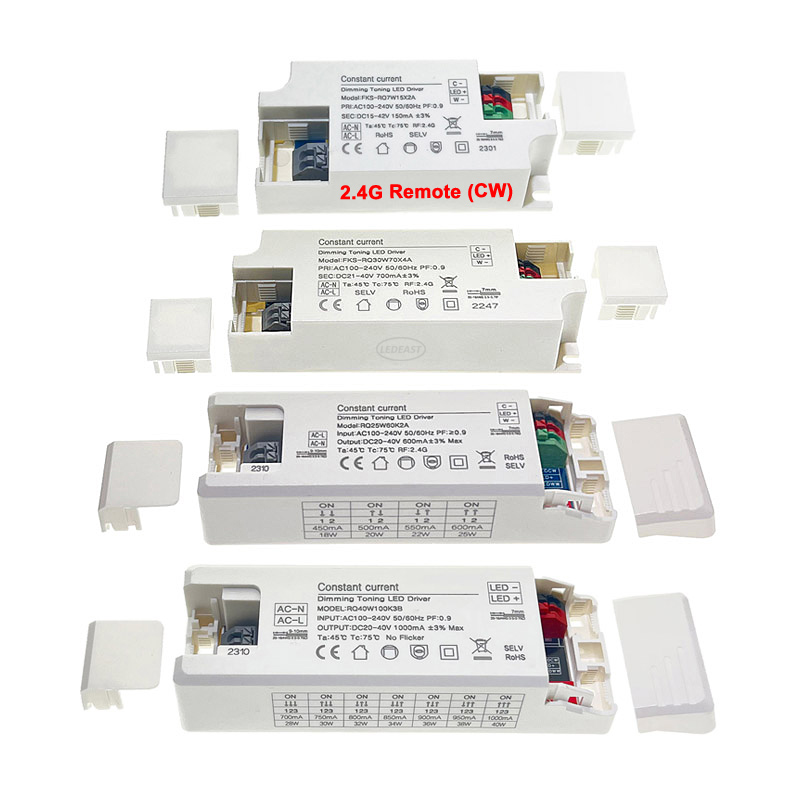 100-240VAC Remote Control 2.4G Dimming & CCT Adjustable LED Driver LEDEAST RQ12W28K2A