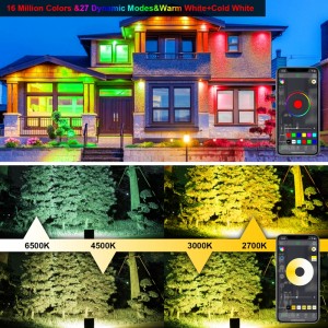 Smart Bluetooth Flood Light Remote Control RGB Multi Colored Outdoor Waterproof Color Changing
