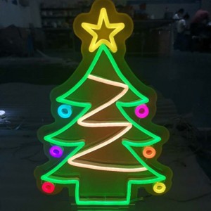 Kerstboom neonreclame vrolijk1