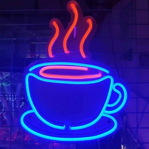 Šoljica za kafu neonski natpis ručno rađen 1