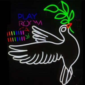 Insegna al neon colomba personalizzata brighter3