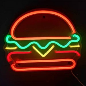 Hamburger neonskilt håndlavet c2