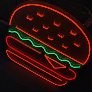 Izimpawu ze-Hamburger neon wall deco3