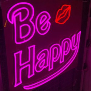 Šťastný neonový nápis neonové světlo sig4
