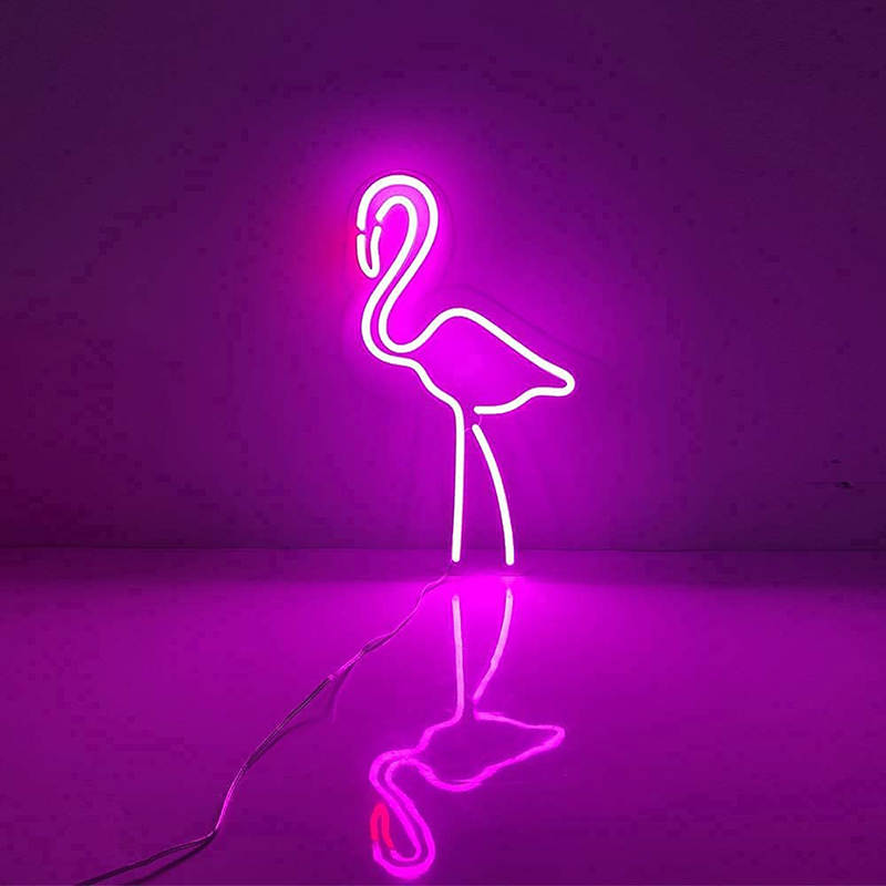 Pink Flamingo Calaamadaha Neon ee LED3