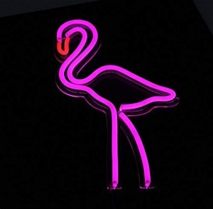 ပန်းရောင် Flamingo LED နီယွန် သင်္ကေတများ ၃