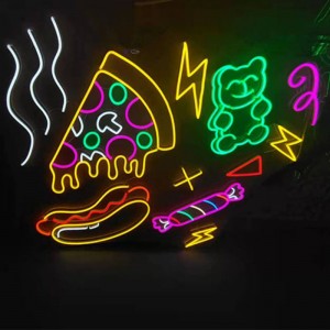 Pizza hotdog neonreclames muur 5