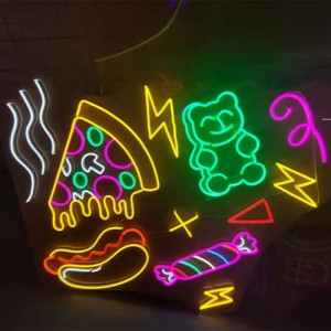 Pizza hot dog neon sign wall 5