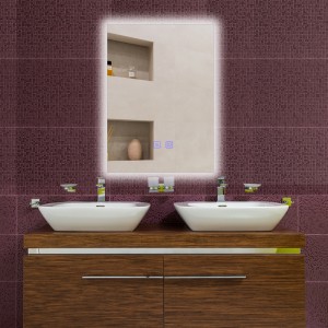 Modern Style Rectangular Time display Mirror Bathroom customized LED Backlit Defogger Smart Mirror FX-1201