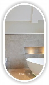Wholesale Customization Luxury Aluminium Wall Mounted Oval Led Mirror Smart Illuminated Hotel Bath Mirror TY-2201