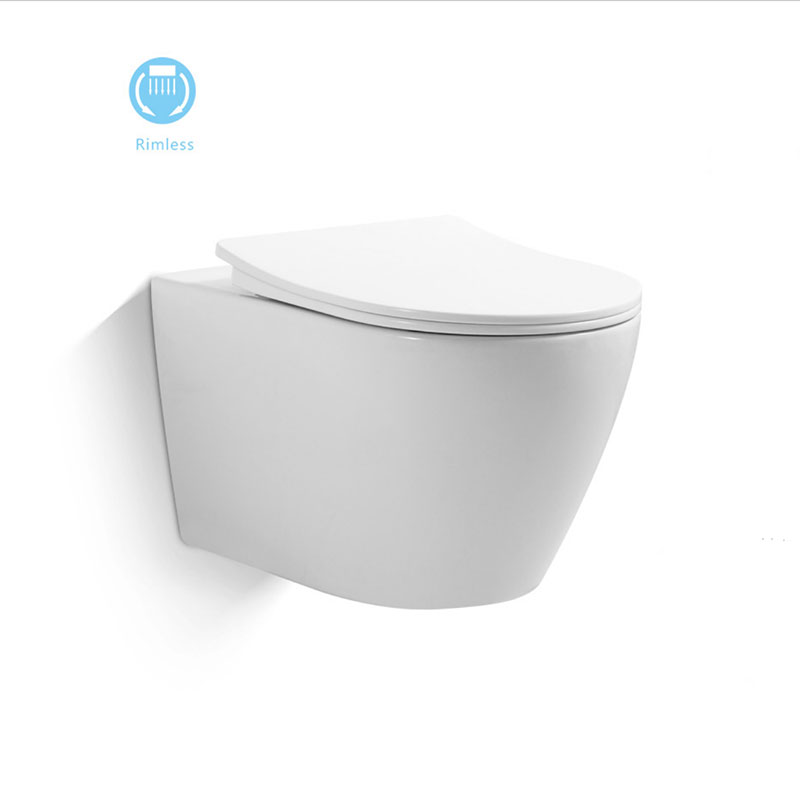 ປະຫຍັດພື້ນທີ່ Wall mounted toilets support vortex mute flush toilet bowl wall hung wc toilets rimless