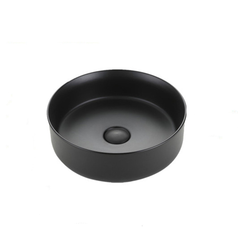 Європейський стиль Чорний керамічний круглий умивальники ванної кімнати лічильник верхніх мийок