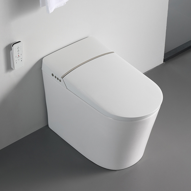 High-Tech Auto Flip Floor Mounted Toilets Smart Bidet Wash Automatic Sensor បង្គន់ឆ្លាតវៃ