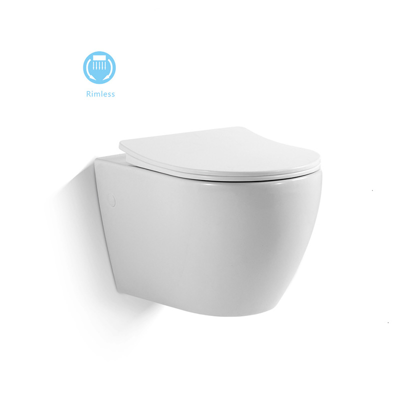Banyo Ceramic round wall mounted wc toilet na may PP UF soft closing seat cover