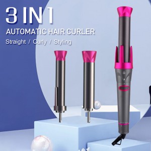 LS-H1093 3 in 1 Automatic Hair Curling Curling Wand Rollers with 3 convertable Ceramic Barrels