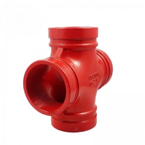 Grooved Pipe Fittings Ductile cast hesin Cross for Fire