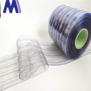 Průhledný PVC průhledný hladký plastový PVC pásek dveřní závěsy žebrovaný studený závěs