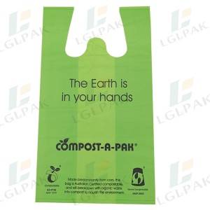 ODM Factory China Pbat PLA Bio Degradable Compostable Plastic T-Shirt Shopping Bags with Logo