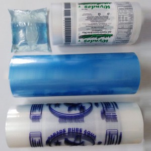 Výrobná cena pre Čínu Prispôsobiť tlač loga PE fólia na vrecúška na mlieko / rolka z plastovej fólie na vrecúško na mlieko