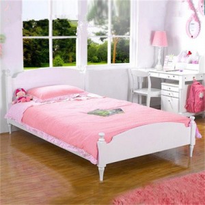Evropský styl Dětská postel z masivu nábytek do ložnice princezna bílá barva