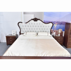 מיטה זוגית יוקרתית קלה בסגנון אמריקאי בריפוד עץ מלא עם אחסון