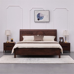 Vienkārša klasiska dizaina riekstkoka divguļamā gulta