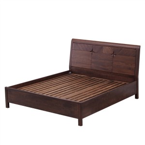 سرير مزدوج من خشب الجوز الصلب بتصميم كلاسيكي بسيط