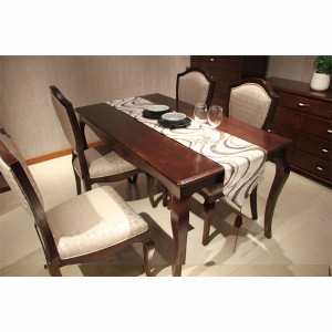 Masif Birch antika yemek masası ve sandalyeler, ölçülü versiyon