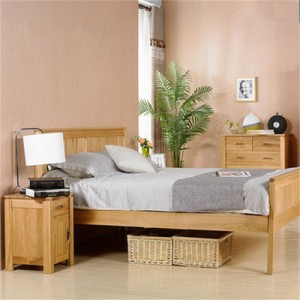 Solid White Oak North Europe Style Double Bed w...