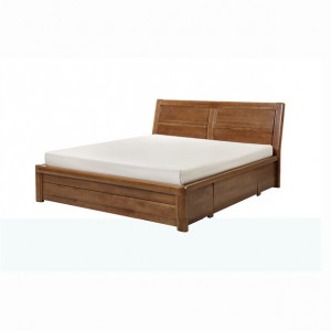 מיטה מעץ אלון אדום מלא 1.8 מ' עם אחסון