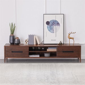 Massief notenhout modern en eenvoudig design tv-meubel natuurlijke kleur
