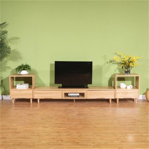 Unit TV kombinasi kayu ek putih solid alami