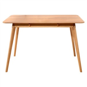 Meja lan kursi makan kayu oak putih padhet, modern, warna alami, kesederhanaan