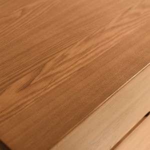 Solid white oak natural na kulay bedside table, naka-embed na hawakan, malaking drawer, silent slide