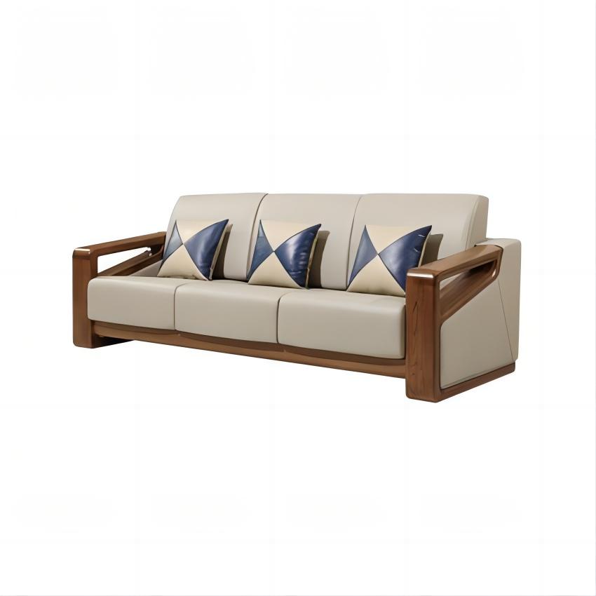 Canapea din piele 1-3 locuri din lemn masiv, cu cotiera
