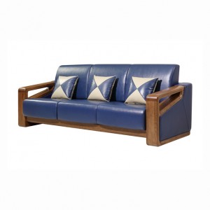 Skórzana sofa dla 1-3 osób z litego drewna, z podłokietnikami