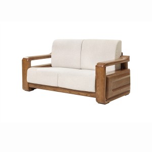 Sandaran tangan kayu solid Sofa 3 dudukan, sarung kain
