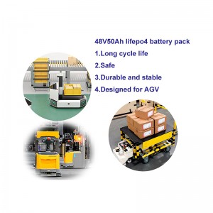 Long cycle life best safety 48V 50Ah LiFePO4 battery pack for AGV